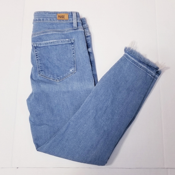 Paige Verdugo Crop Jeans Sunray Destructed Shaggy Let Size 28 - Picture 3 of 8